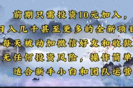 热门项目（14047期）前期只需投资10元加入，日入几千甚至更多的全新项目。每天被动加微信好&#8230;01-25中创网