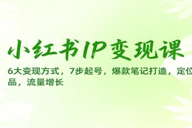 小红书IP变现课：6大变现方式，7步起号，爆款笔记打造，定位选品，流量增长