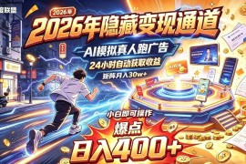 2026年别死磕自媒体，隐藏变现通道，AI模拟真人自动跑广告，小白即可操作，日入400+，矩阵月入可达到30w+【揭秘】