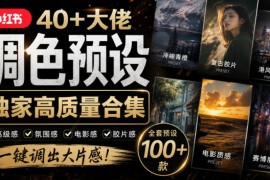 独家高质量调色素材合集！精选小红书40+多位网红婚礼/人像/风光摄影师的预设，按姓名整理，建议收藏！