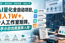 AI量化全自动项目，月入1W+，个人工作室矩阵，新手小白也能直接入局！【揭秘】