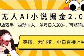 热门项目（14307期）无人Ai小说掘金2.0，被动收入，解放双手，单号日入300+，可矩阵操作，&#8230;02-24中创网