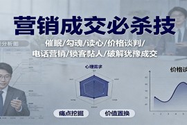 营销成交必杀技：催眠/勾魂/读心/价格谈判/电话营销/锁客黏人/破解犹豫成交