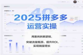 2025拼多多运营实操，用案例拆解逻辑，突破流量瓶颈、提升ROI，实现销量增长（更新）
