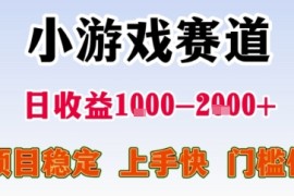 暑期暴力一天收益1-2k+ 稳定项目，小游戏赛道，项目稳定，上手快，门槛低【揭秘】