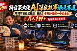 （20853期）外面卖699抖音某大佬AI深夜故事解说赛道-更新：0成本豆包出视频+解说3-5分钟视频一个多小时，月入1W+附智能体+提示词