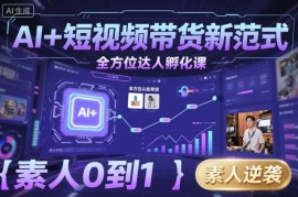 AI+短视频带货新范式全方位达人孵化课，素人也可以从0到1，全方位认知短视频带货