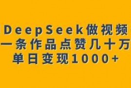 简单项目用DeepSeek做视频号，一条作品点赞几十万，单日变现1k02-11冒泡网