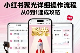 小红书聚光详细操作流程，小红书聚光从0到1速成攻略