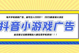 （14913期）25年爆火的抖音小游戏项目，一部手机日入2000+