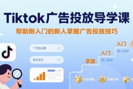 Tiktok广告投放导学课，帮助刚入门的新人掌握广告投放技巧
