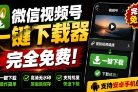 手机端也可下载微信视频号了？完全免费使用，一键解析视频号原视频和封面视频号下载助手v1.1