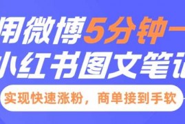 最新项目小红书利用微博5分钟一条图文笔记，实现快速涨粉，商单接到手软01-11冒泡网