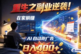 重生之副业逆袭！在家躺赚AI自动跑广告日入400+，无需人工操作【揭秘】