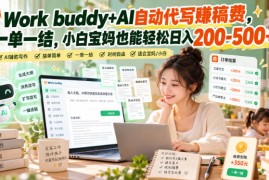 Work buddy+AI自动代写賺稿费，一单一结，小白宝妈也能轻松日入200-500+