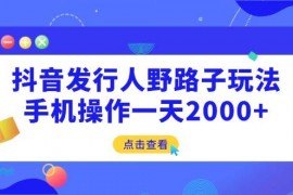 实战（14319期）抖音发行人野路子玩法，手机操作一天2000+02-25中创网