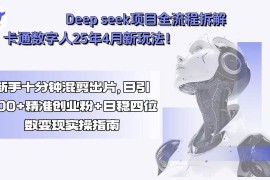 （15704期）Deep seek项目全流程拆解+卡通数字人25年4月新玩法！新手十分钟混剪出…