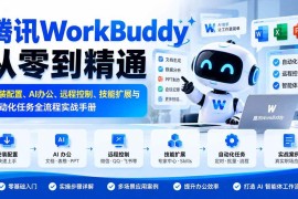 （20977期）腾讯WorkBuddy从零到精通：安装配置、AI办公、远程控制、技能扩展与自动化任务全流程实战手册