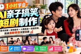 （20807期）1小时学会AI亲子搞笑短剧制作：爆款账号拆解+剧情脚本+人物互动+拍摄剪辑，跑通涨粉带货完整链路