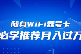 赚钱项目（13986期）随身WiFi器推广，月入过万，多种变现渠道来一场翻身之战01-17中创网