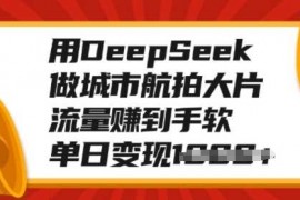 最新项目用DeepSeek做城市航拍大片，流量赚到手软，单日变现多张02-17冒泡网