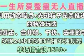 实战一生所爱无人整蛊升级版9.0，利用动态噪点+光斑粒子光条推进的特效玩法，实现24小时实时直播不违规操，单场日入1.5k03-10冒泡网