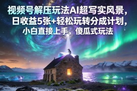 视频号解压玩法AI超写实风景，日收益5张+轻松玩转分成计划，小白直接上手，傻瓜式玩法