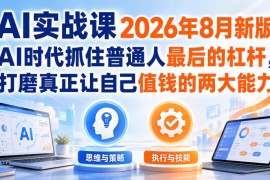 AI实战课2026年8月新版，AI时代抓住普通人最后的杠杆，打磨真正让自己值钱的两大能力