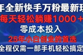 实战（14005期）25年全新快手万粉玩法，全程一部手机轻松搞定，一分钟两条作品，零成本…01-19中创网