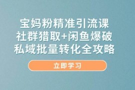 宝妈粉精准引流课，社群猎取+闲鱼爆破，私域批量转化全攻略
