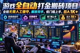 游戏全自动打金搬砖项目，全程无需人工值守，解放双手，低门槛上手，日入1K+【揭秘】