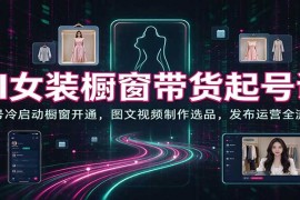 AI女装橱窗带货起号课：账号冷启动橱窗开通，图文视频制作选品，发布运营全流程