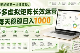 拒绝短期一次性收益，多多虚拟矩阵长效运营，每天稳稳日入1000【揭秘】