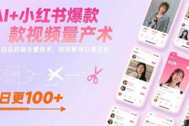 （15542期）AI+小红书爆款视频量产术：全自动剪辑去重技术，矩阵账号日更百条