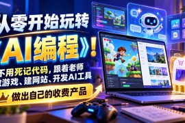 （21210期）从零开始玩转《AI编程》！不用死记代码，跟着老师做游戏、建网站、开发AI工具，最后完成自己的收费产品