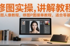 修图实操讲解教程，修图人像教程，修图P图接单教程，适合零基础