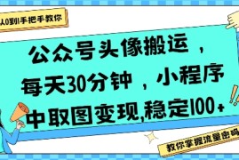 公众号头像搬运，每天30分钟，小程序中取图变现稳定100+