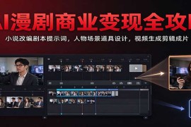 AI漫剧商业变现全攻略：小说改编剧本提示词，人物场景道具设计，视频生成剪辑成片