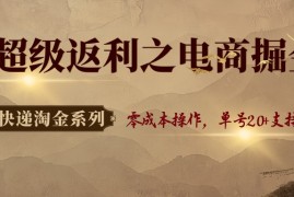 快递淘金系列；超级返利之电商掘金，零成本操作，单号20+支持多号