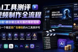 AI工具测评视频制作全流程，从0到1教你做出高完播的爆款视频，做出一个稳定接广告賺钱的AI工具测评号