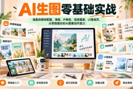 AI生图零基础实战，涵盖自媒体配图、海报、IP角色、信息图表、UI落地页，从零搭建你的AI图像创作能力