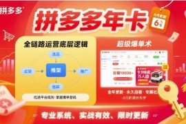 拼多多年卡，拼多多全链路运营底层逻辑，超级爆单术【更新26年6月】