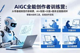 （18403期）AIGC全能创作者训练营：从零基础到签约拿稿费，AI+短篇+长篇+剧本全链路闭环