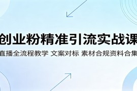 创业粉精准引流实战课：直播全流程教学，文案对标，素材合规资料合集