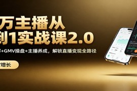 百万主播从0到1实战课2.0：机制拆解+GMV操盘+主播养成，解锁直播变现全路径