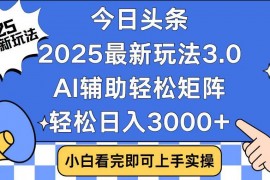 赚钱项目（14020期）今日头条2025最新玩法3.0，思路简单，复制粘贴，轻松实现矩阵日入3000+01-21中创网