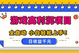 游戏高利润项目，日收益1k+，全自动，无需值守，解放双手，小白轻松上手【揭秘】