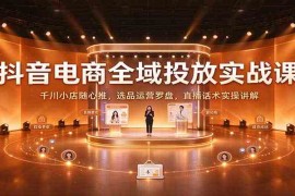 抖音电商全域投放实战课：千川小店随心推，选品运营罗盘，直播话术实操讲解
