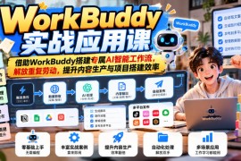 WorkBuddy实战应用课，借助WorkBuddy搭建专属AI智能工作流，解放重复劳动，提升内容生产与项目搭建效率