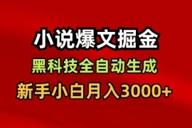 小说爆文掘金，黑科技一键全自动生成，新手小白月入3000+【揭秘】